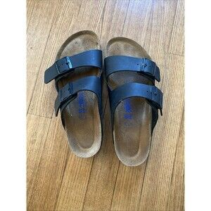 Birkenstock Arizona Regular Foot Bed Leather Black US Womens 9 Mens 7 EU 40 EUC